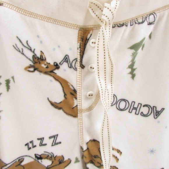 PJ Salvage Snoozing Reindeer Jogger PJ Bottoms L - Picture 5 of 16